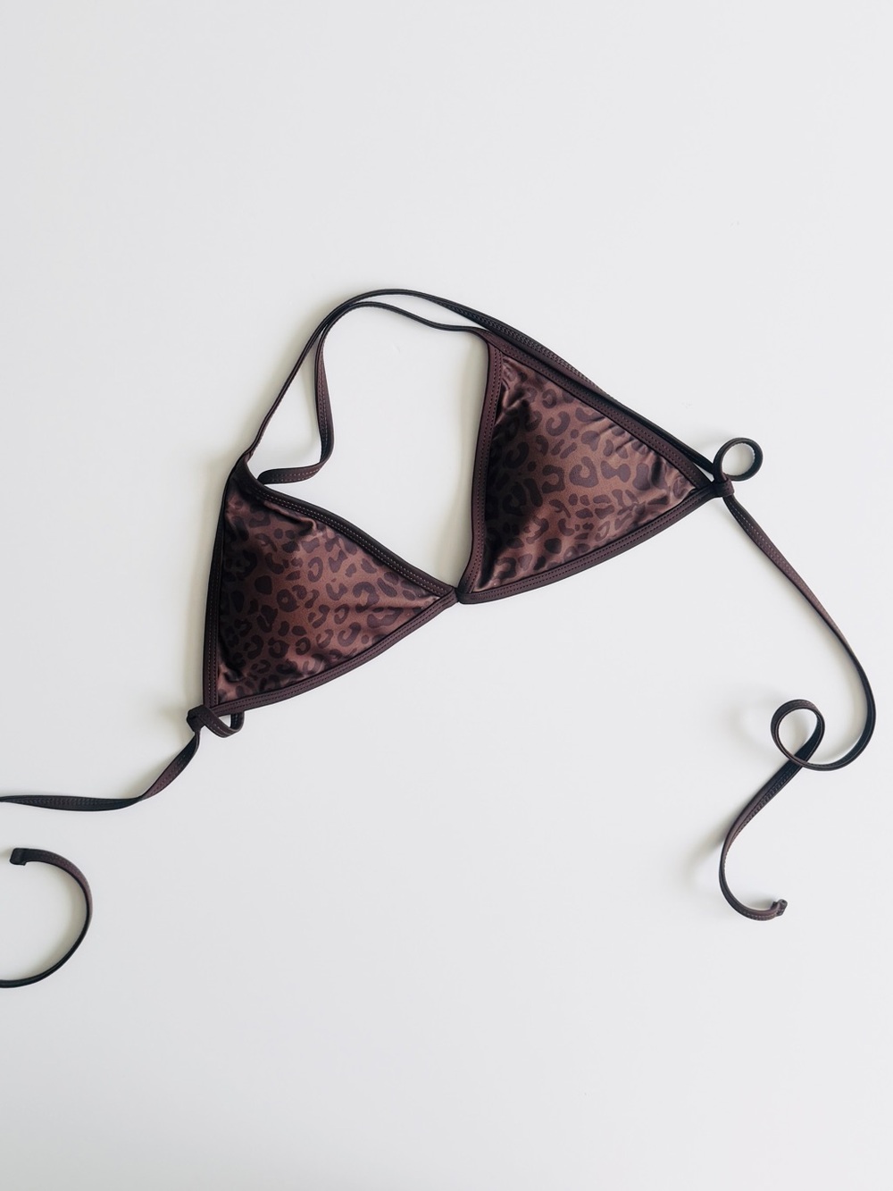 93 Play Street MEDIUM Lily triangle swim bikini top in Jaguar brown print